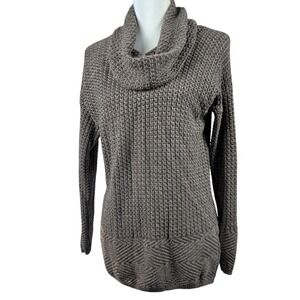 EIGHT EIGHT EIGHT M Cowl Neck Brown Sweater Cotton Waffle Knit Chunky Cabincore